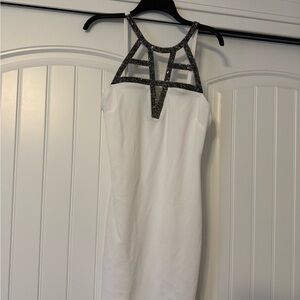 Charlotte Russe White Mini Dress with Black Beaded Halter